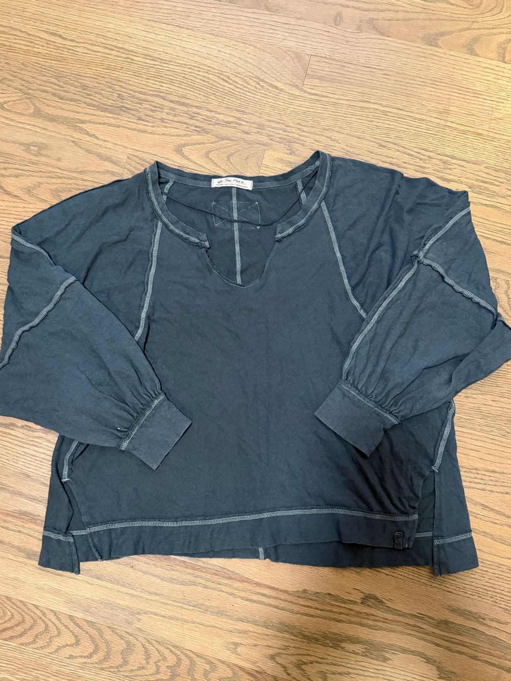 We The Free Dark Navy Raw-Edge Sweatshirt